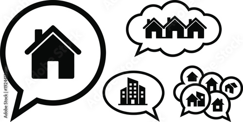 Real estate concept with house silhouette and soap bubbles