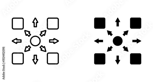 Decentralization icon set with style outline and solid. vector simple elements.