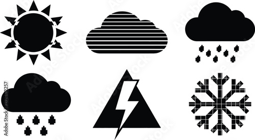 Weather icons in retro eighties synthwave aesthetic design