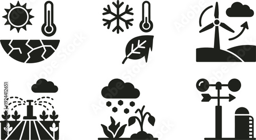 Agriculture weather icons set for mobile farming applications vector