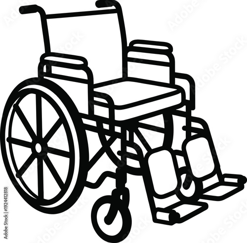 Bariatric heavy duty wheelchair line icon vector illustration