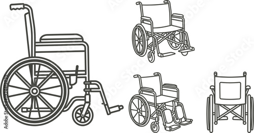 Bariatric heavy duty wheelchair line icon vector illustration