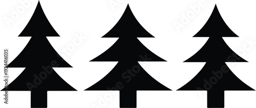 Three stylized fir trees, nature, evergreen, forest, woodland