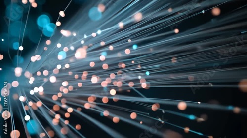 Fiber optic network, glowing pink and blue connections