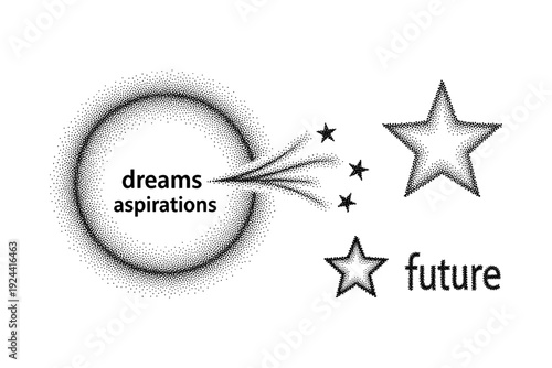 Dreams and aspirations transform into stars, symbolizing the journey towards the future