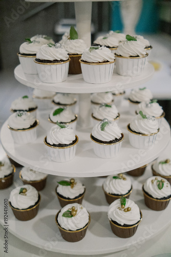 Beautiful wedding cake with several tiers