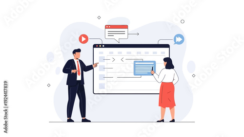 Business meeting with online presentation and digital strategy