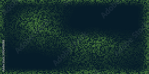 Dot green wave light screen gradient texture dark background. Abstract technology big data digital background. 3d rendering.
