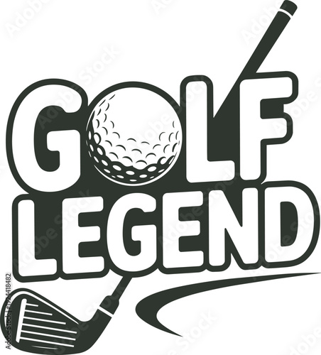 Golf legend sports graphic with ball club and grass silhouette for tournament awards branding