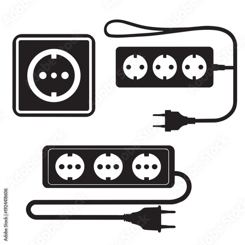 Editable Electrical Socket Silhouette Vector File