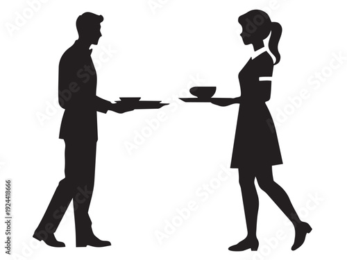 Editable Waiter Silhouette Vector File