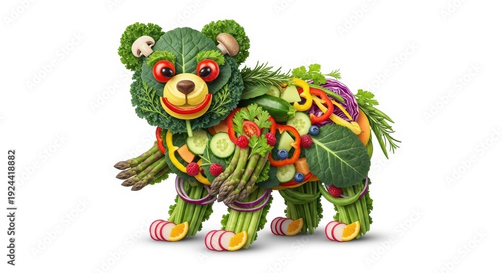 Fototapeta premium Bear made of vegetables, healthy food concept