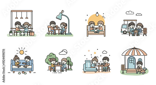 Cute couple enjoying various activities together in different settings and times of day