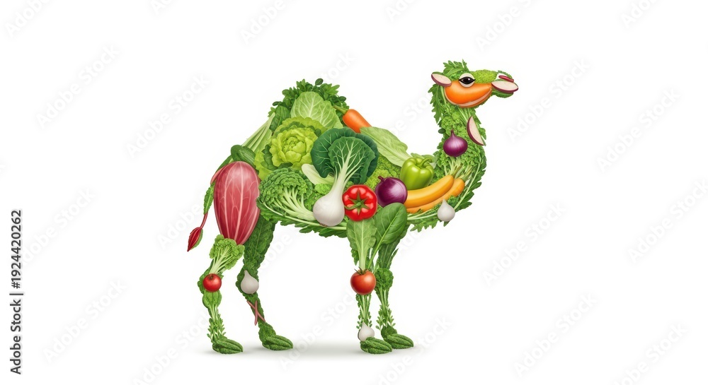 Fototapeta premium Camel made of fresh vegetables, healthy eating