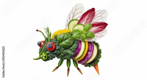 Creative bee made of fresh vegetables