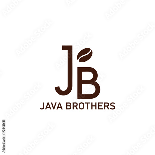 Letter JB with coffee bean icon logo for premium cafe shop JAVA BROTHERS
