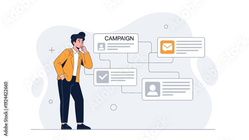 Businessman Planning Marketing Campaign Strategy, Decision Making Concept