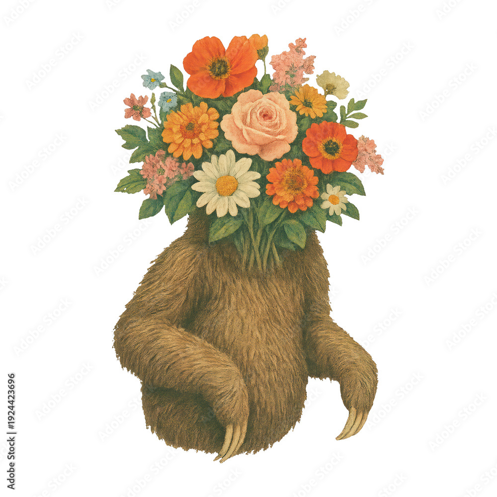 Fototapeta premium PNG Floral-headed creature illustration