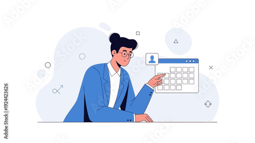 Businesswoman planning schedule on calendar, time management concept