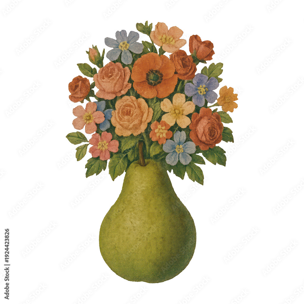 Obraz premium PNG Vibrant floral bouquet in pear.