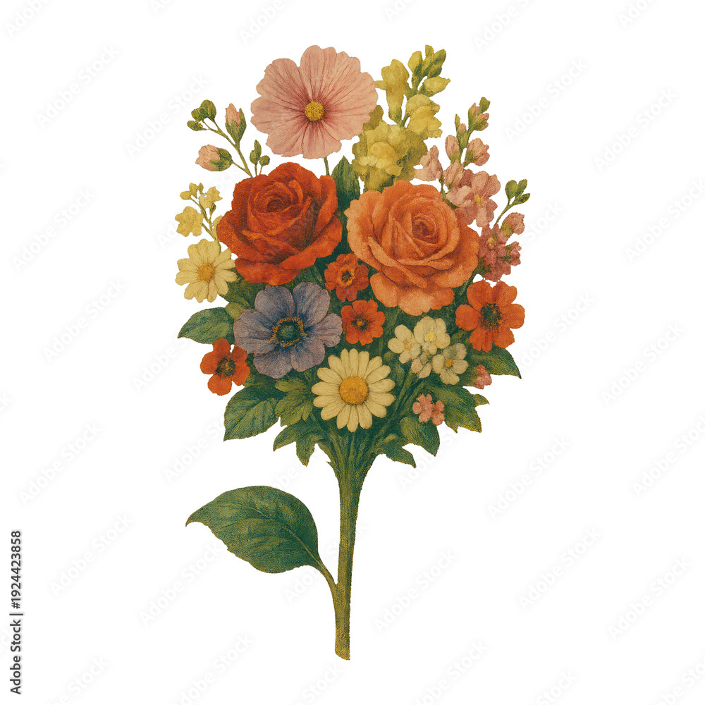 Obraz premium PNG Vibrant floral bouquet illustration.