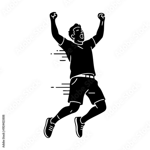 Football fan jumping in excitement