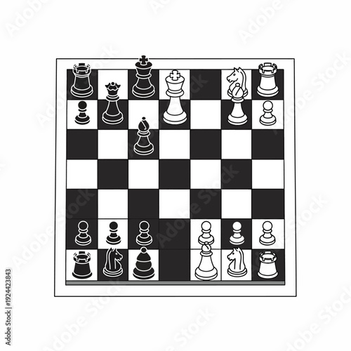 Chess Board with Pieces in Starting Position.