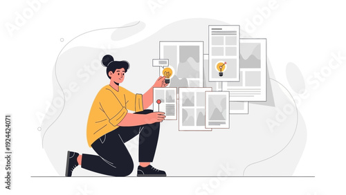 Creative Person Holding Lightbulb Idea, Planning Project Design