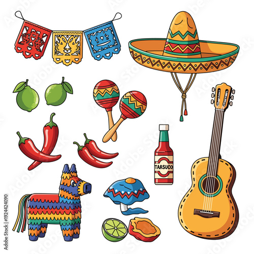 Colorful Mexican Fiesta Party Accessories.