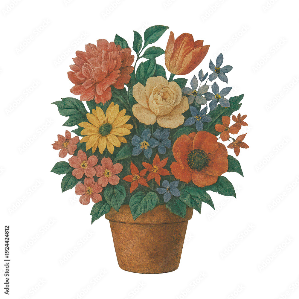 Obraz premium PNG Vibrant floral bouquet illustration.