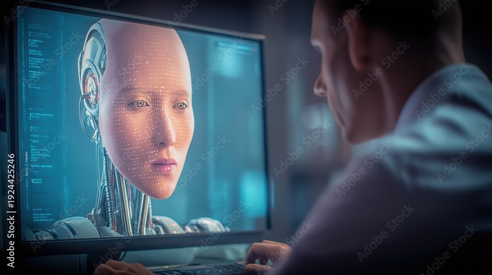 Obraz premium Artificial General Intelligence Concept and Emergent Machine Cognition