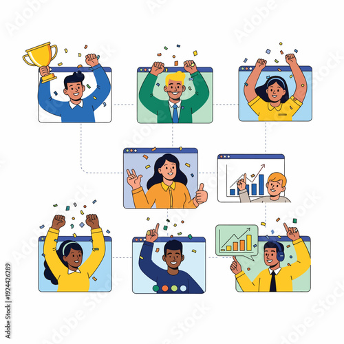 People Celebrating with Raised Hands.