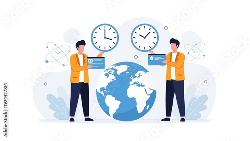 Global Time Zones Business Meeting Concept Illustration