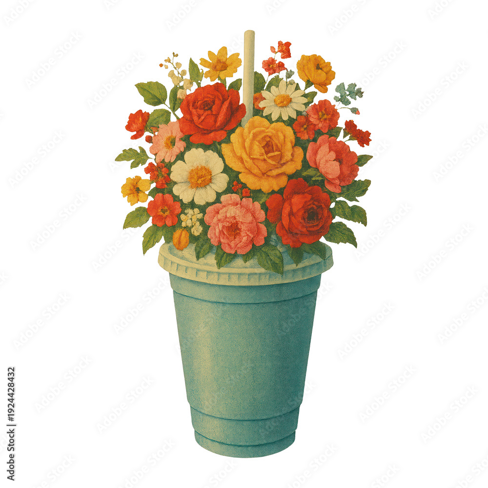 Obraz premium PNG Vibrant floral bouquet illustration