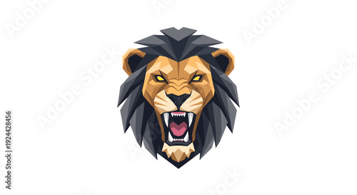Fierce Lion Head Logo With Open Mouth