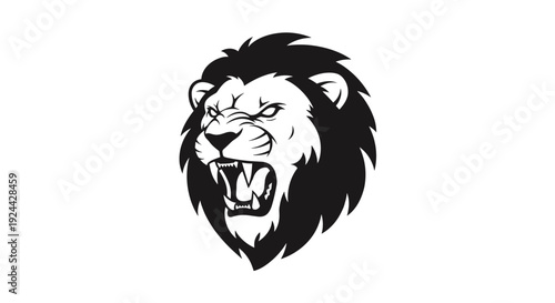 Aggressive Lion Head With Open Mouth and Fierce Expression