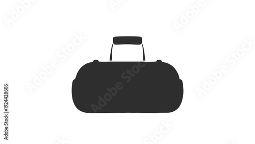 Vector illustration of black silhouette duffel bag for travel or gym with handles on a transparent background
