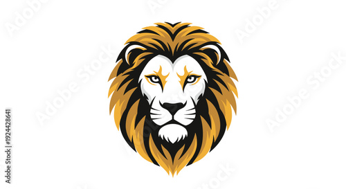 Majestic Lion Head Logo with Golden Mane and Fierce Gaze