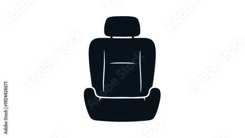 Vector illustration of black silhouette icon of a car seat or vehicle passenger seat on a transparent background