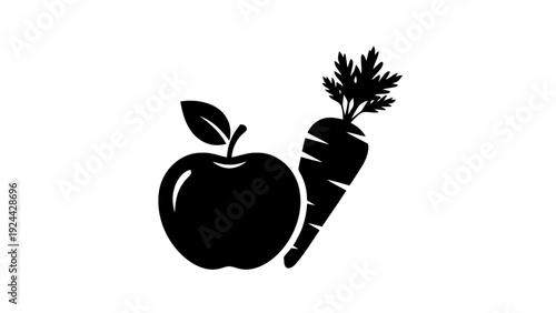 Vector illustration of apple and carrot icon healthy food and nutrition symbol on a transparent background
