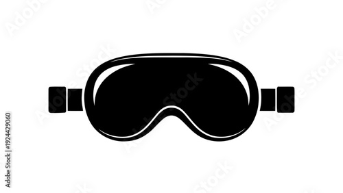 Vector illustration of black silhouette icon of ski or snowboard goggles on a transparent background
