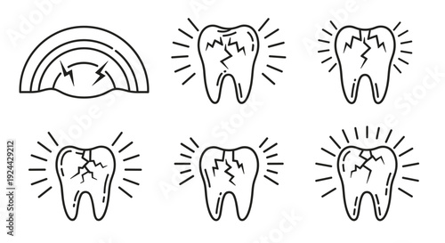 Cracked Tooth Icons and Rainbow