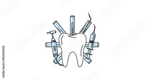 Dental Tools Arranged Around A Tooth