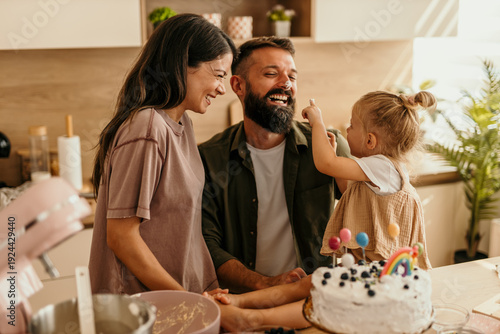 Photography Happy family enjoying a birthday celebration at home