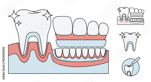 Dental Prosthetics And Healthy Tooth Icons