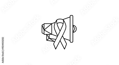 Megaphone With Ribbon Symbol Awareness and Communication Concept