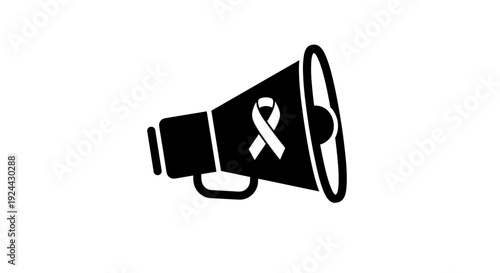 Megaphone With Awareness Ribbon Icon