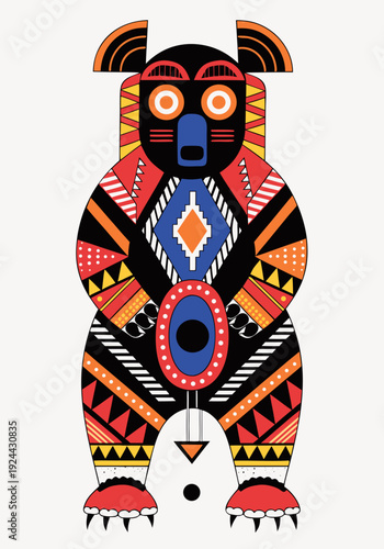 Stylized Bear Native American Art Illustration