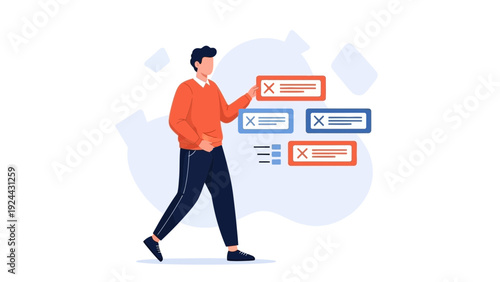 Man making choices from multiple options with cross marks