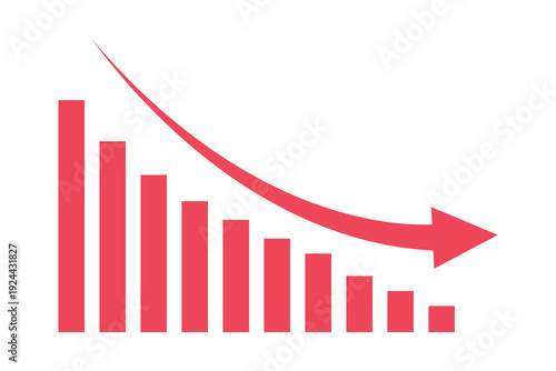 Declining business revenue trend falling graph vector illustration flat design